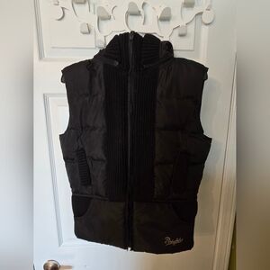 Punky Fish Black Puffer Vest with Hood Size M